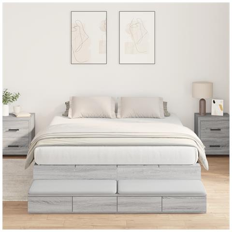 Struttura letto contenitore Grigio Sonoma 140x200 cm - Foto 2