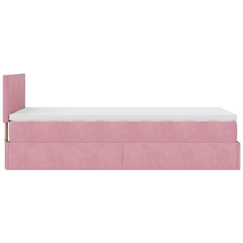 Struttura Letto Pouf con Materasso Rosa 100x200 cm Velluto - Foto 9