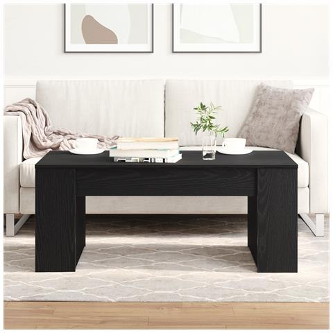 Tavolino da caffè in rovere nero 102x55x42 cm Legno ingegnerizzato - Foto 2