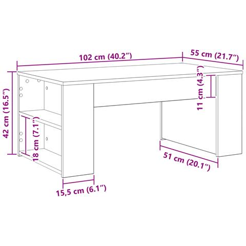 Tavolino da caffè in rovere nero 102x55x42 cm Legno ingegnerizzato - Foto 9