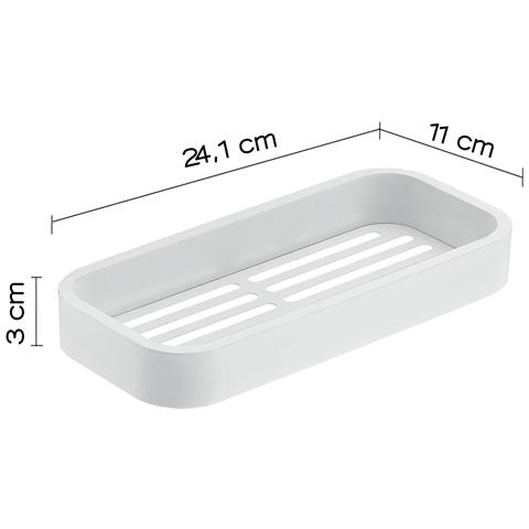 Portaoggetti Rettangolare Per Doccia Da Muro In Ottone, Acciaio Inox Aisi 304 E Cromall 3218 Gedy Serie Outline Bianco Opaco - Foto 2