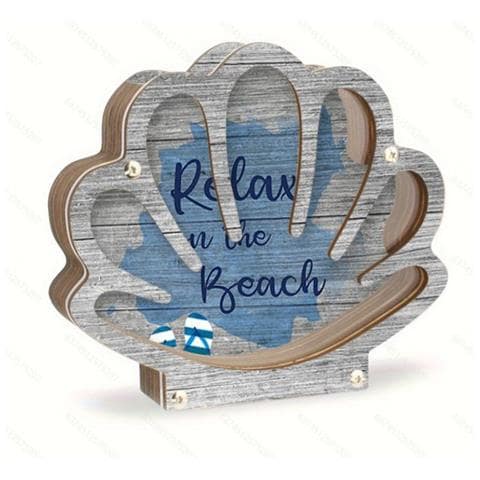 Scatola Di Immagazzinaggio A Forma Di Conchiglia In Legno - Decorazioni Costiere E Organizer Per Ricordi Blue - Foto 1