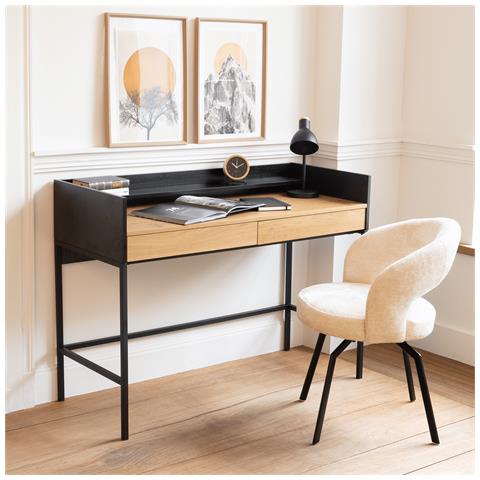 Scrivania Arthur A 2 Cassetti In Legno E Nero - Foto 9