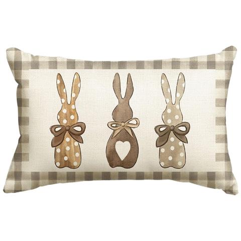 Federa Decorativa Pasquale Con Motivo Di Lepri 30x50 Cm Beige - Foto 1