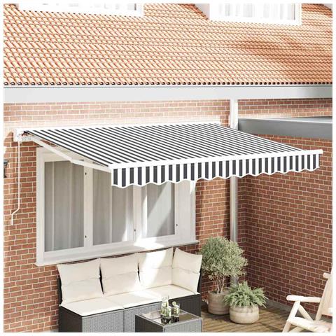 Tenda Retrattile Antracite e Bianco 350x200 cm Tessuto - Foto 2