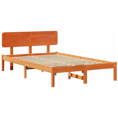 Struttura del letto con testiera Marrone cerato 135 x 190 cm - Foto 1