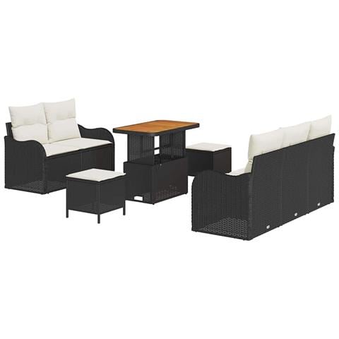 Set Divano da Giardino 8 pcs Nero e Crema 90 x 55 x 71 cm - Foto 1