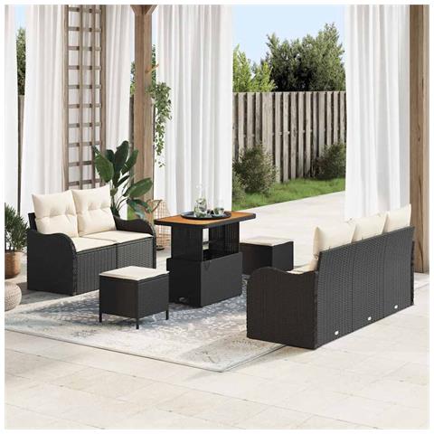 Set Divano da Giardino 8 pcs Nero e Crema 90 x 55 x 71 cm - Foto 2