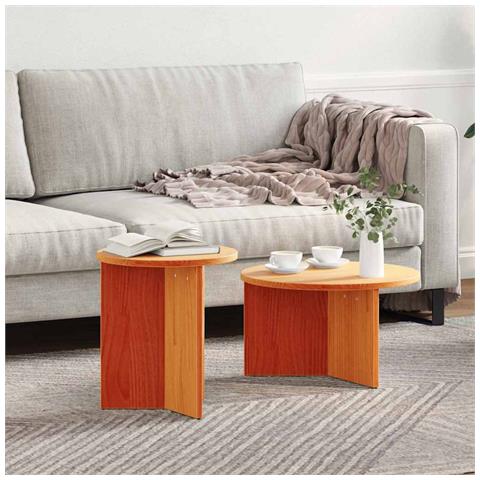 Tavolino da salotto 2 pcs Cera marrone 49 x 49 x 28 cm - Foto 2