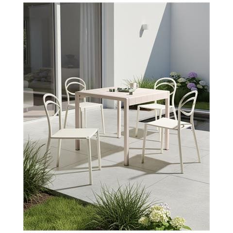 Set Di 4 Sedie Da Giardino Covolo Bianco Sporco - Foto 1