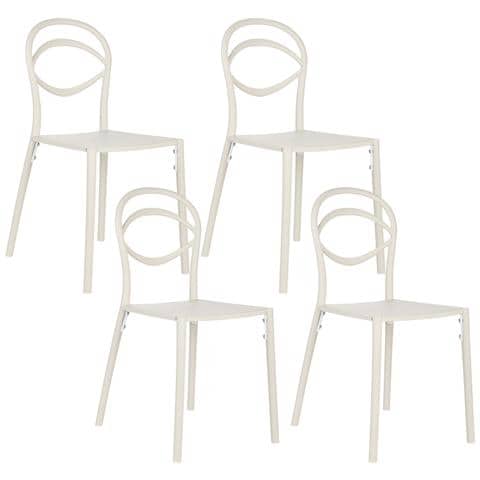 Set Di 4 Sedie Da Giardino Covolo Bianco Sporco - Foto 2
