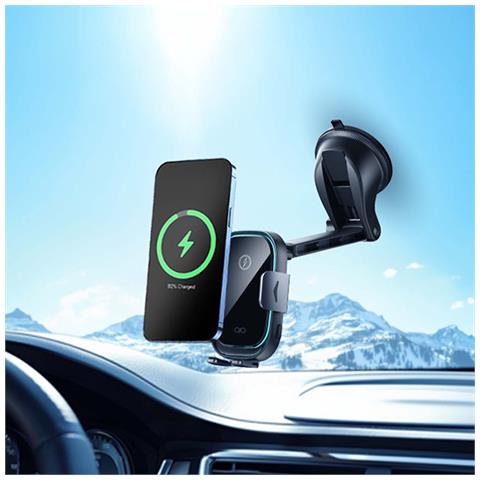 Supporto Per Auto Con Ricarica Wireless 15w Braccio Regolabile E Robusto, Nero - Foto 2