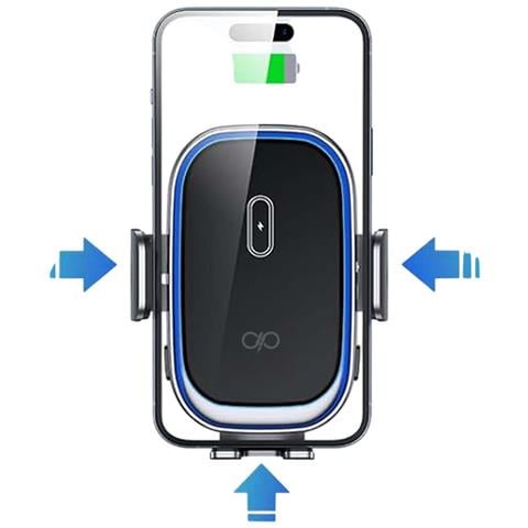 Supporto Per Auto Con Ricarica Wireless 15w Braccio Regolabile E Robusto, Nero - Foto 4