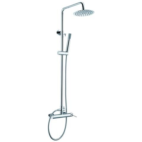Colonna Doccia Miscelatore Monocomando Cromata In Acciaio Inox E Ottone Con Asta Estensibile 95-1325 Cm Soffione Extra Piatto Ø20 Cm Anticalcare Cartuccia Ceramica Ø35 Mm Flessibile 15 M Ime - Foto 2