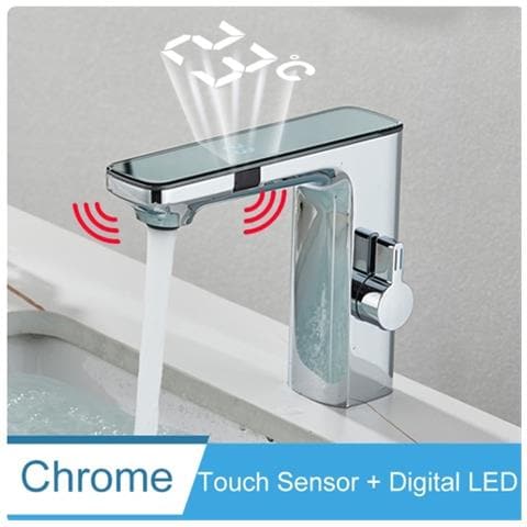 Rubinetto per lavabo da bagno, Blackswan, tipo M224, modello cromato, con display LCD e sensore, misura 18 cm - Foto 2