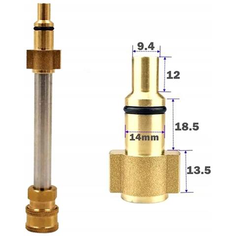 Lancia Con Adattatore 1/4"" Qc Per Idropulitrice - Compatibile Con Lavor, Huter, Champion - Pressione Max 4000 Psi, Lunghezza 16 Cm, Ottone E Acciaio - Foto 2