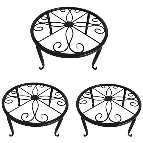 Set Di 3 Porta Piante A Un Livello In Stile Europeo - Supporto Per Vasi Di Fiori In Metallo Black - Foto 1