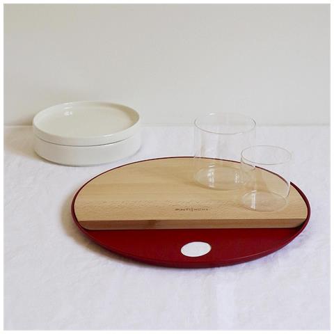 Vassoio O in Acciaio Verniciato Colore Rosso 36 cm - Leggero, Decorativo e Funzionale - con foro per appendere - Made in Italy - Foto 2