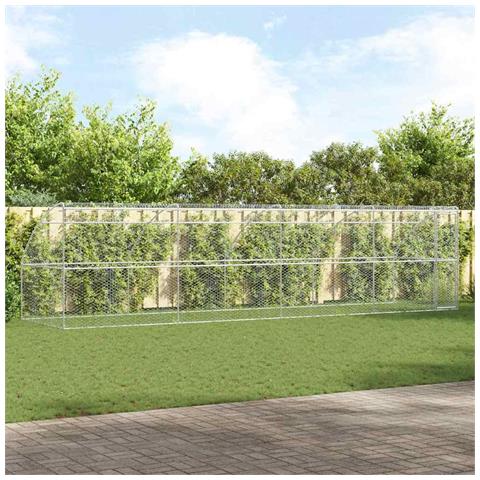 Cuccia per cani 4 pcs Argento 8 x 2 x 2 m Acciaio zincato - Foto 2