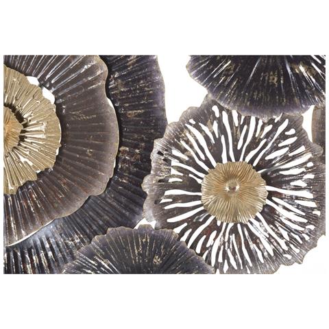 Pannello Decorativo Da Parete Browny A A Fiori In Ferro Marrone E Oro 167x73 Cm - Foto 2