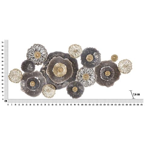 Pannello Decorativo Da Parete Browny A A Fiori In Ferro Marrone E Oro 167x73 Cm - Foto 6