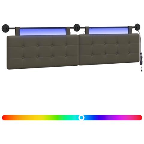 Testiera sospesa Con luce LED Grigio Similpelle - Foto 1