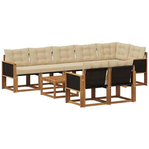 Set di divani da esterno con cuscino 9 pcs Naturale e Beige - Foto 1