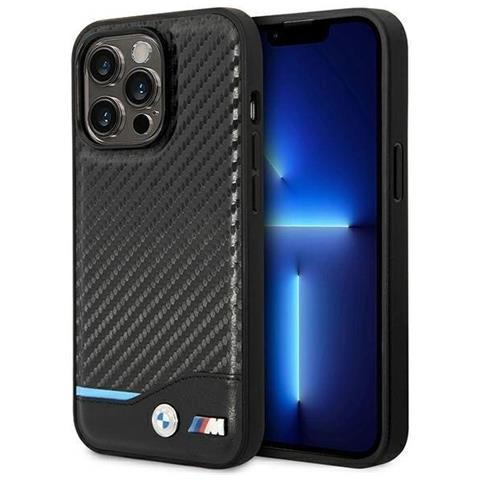 Custodia Bmw Bmhcp14l22nbck Per Iphone 14 Pro 6.1 Nera / Nera In Pelle Carbone - Foto 1