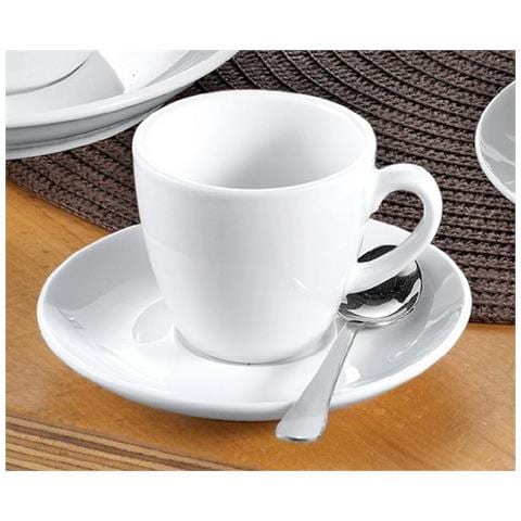 Bistro - Set Da 6 Tazze Da Espresso 0,10 L, Con Piattini Forma Bistro - Bianco Manico A Forma Rotonda, Altezza 5,8 Cm, Diametro 11,5 Cm - Foto 2