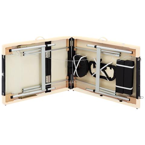 Lettino Da Massaggio A 3 Sezioni In Alluminio Nero E Beige - Foto 2