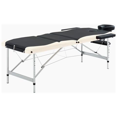 Lettino Da Massaggio A 3 Sezioni In Alluminio Nero E Beige - Foto 1