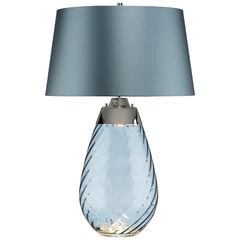 Lampada Da Tavolo Blu Grande Con 2 Luci, Vetro Colorato Di Blu, Paralume Blu Uovo Di Anatra, Attacco E27 - Foto 2
