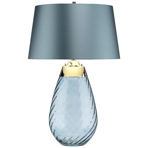 Lampada Da Tavolo Blu Grande Con 2 Luci, Vetro Colorato Di Blu, Paralume Blu Uovo Di Anatra, Attacco E27 - Foto 5