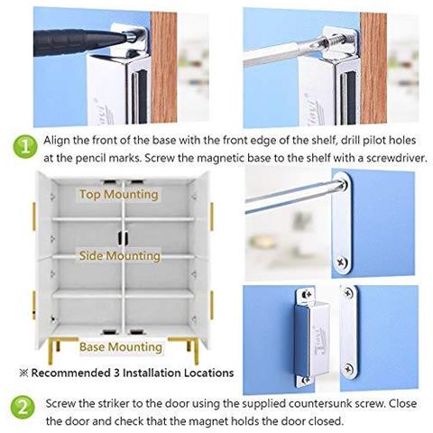 Porta Magnetica Cattura 2 Pack Cupboard Magnete 28kg Pull Chiusure Magnetiche Forte Chiusure Hardware Resistente Dellacciaio Inossidabile Targa Magnetica Per Kitchen Wardrobe Magnet Chiudiporta Armadio Porta Di Chiusura - Foto 2