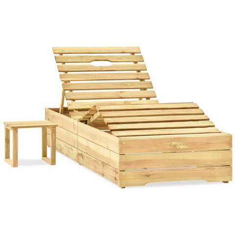 Lettino da Giardino con Tavolino Cuscino Legno Pino Impregnato - Foto 10