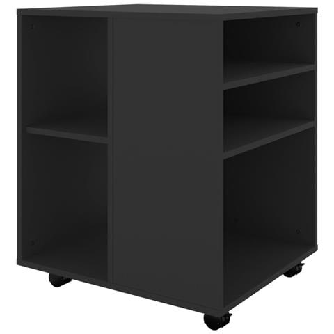 Mobiletto con Ruote Nero 60x53x72 cm in Legno Multistrato - Foto 2