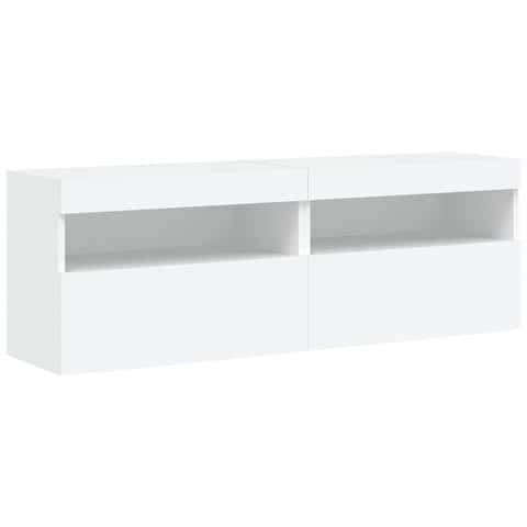 Mobili Tv A Parete Con Luci Led 2pz Bianchi 60x30x40 Cm - Foto 3