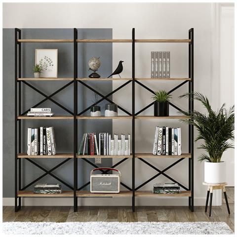 Scaffalatura In Legno E Metallo In Stile Industriale Tomi - Foto 2