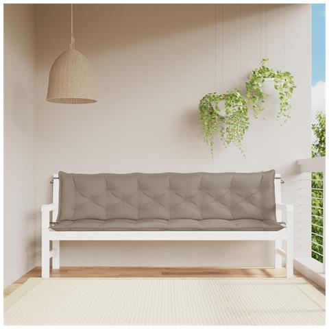 Cuscini Panca Da Giardino 2pz Tortora 200x50x7cm Tessuto Oxford - Foto 1