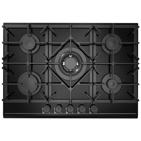 Piano cottura gas 75 cm in vetro colore nero - Samet Vesuvio 75 - Foto 1