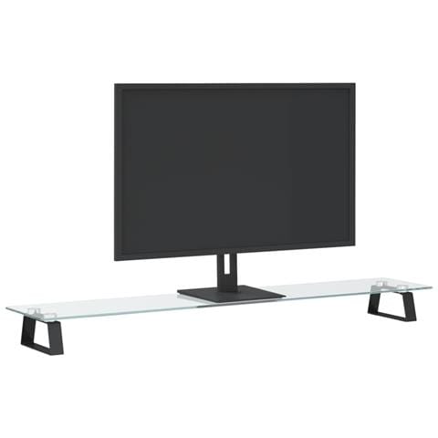 Supporto per Monitor Nero 100x20x8cm Vetro Temperato e Metallo - Foto 3