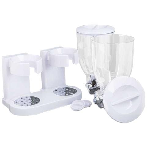 Dispenser Storage Doppio Contenitore Dosatore Distributore Cereali Pasta Bianco - Foto 2