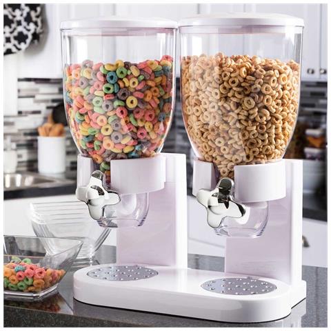 Dispenser Storage Doppio Contenitore Dosatore Distributore Cereali Pasta Bianco - Foto 1