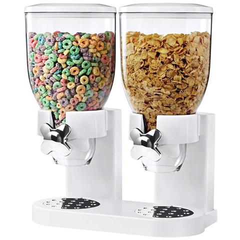 Dispenser Storage Doppio Contenitore Dosatore Distributore Cereali Pasta Bianco - Foto 5