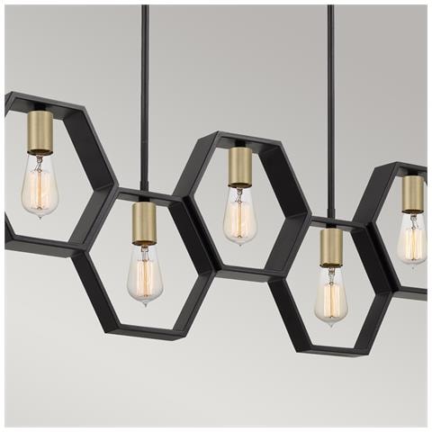 Lampadario Industrial Nordico Bismarck Acciaio Nero Terra 5 Luci E27 - Foto 4