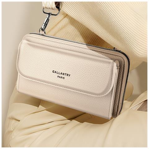 Borsa A Tracolla Multiscomparto Cute In Pelle, Beige - Foto 2