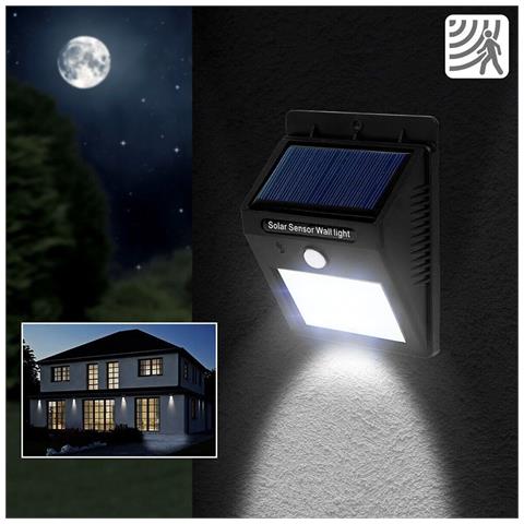 Faretto Con 30 Led Con Pannello Solare Ricaricabile Sensore Movimento Esterno - Foto 2