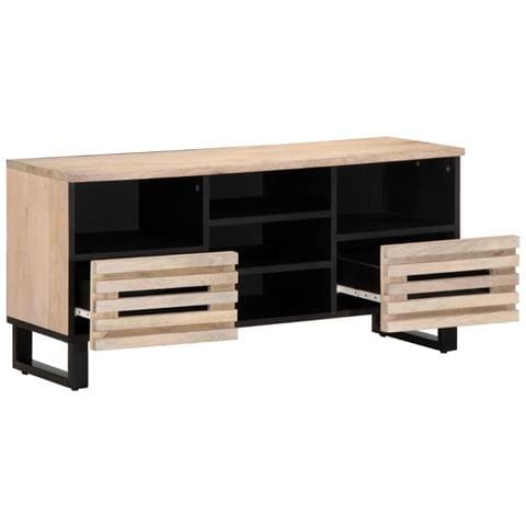 Mobile Porta Tv 100x34x46 Cm In Legno Massello Di Mango - Foto 3