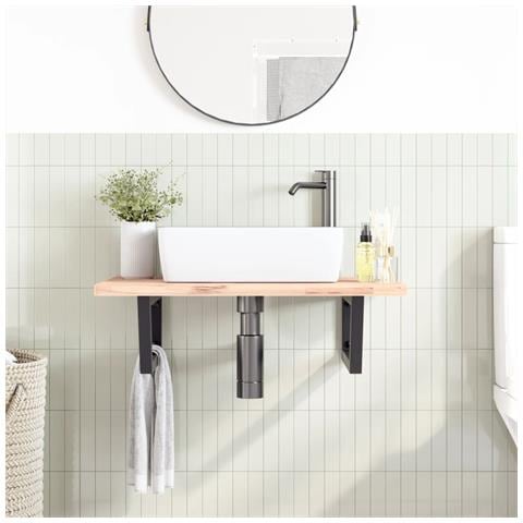 Reggimensole Per Lavabo 2 Pz Nere Trapezio In Acciaio - Foto 3