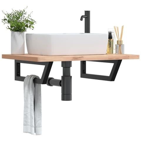 Reggimensole Per Lavabo 2 Pz Nere Trapezio In Acciaio - Foto 1